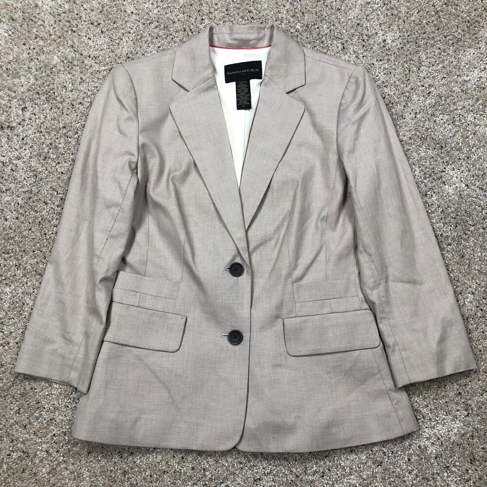 Banana Republic Jacket Womens Extra Small 0 Grey Slim Blazer Sport Coat Ladies